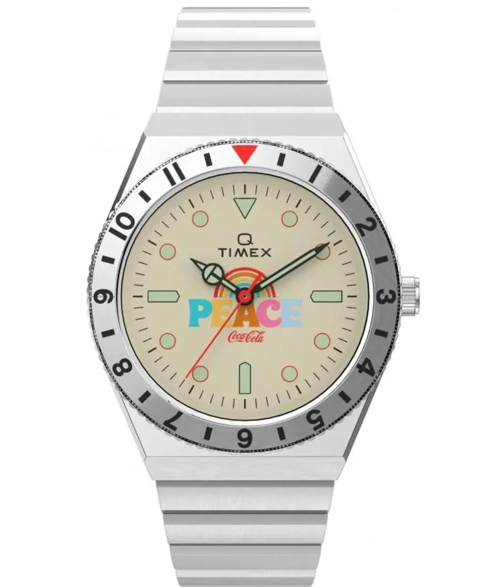 NIB Timex Analogue Quartz Watch Stainless Steel Strap TW2V25800 Glow in the Dark